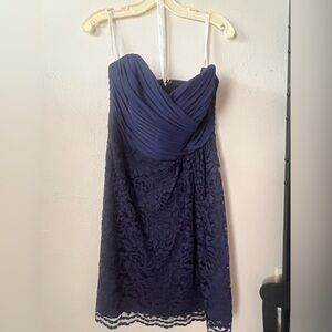 Elegant Navy Blue Lace Dress